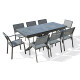 Ensemble table de jardin à rallonge automatique CAICOS  + 6 chaises + 2 fauteuils STOCKHOLM  DCB GARDEN Gris Anthracite