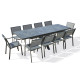 Ensemble table de jardin à rallonge automatique CAICOS  + 8 chaises + 2 fauteuils STOCKHOLM  DCB GARDEN Gris Anthracite