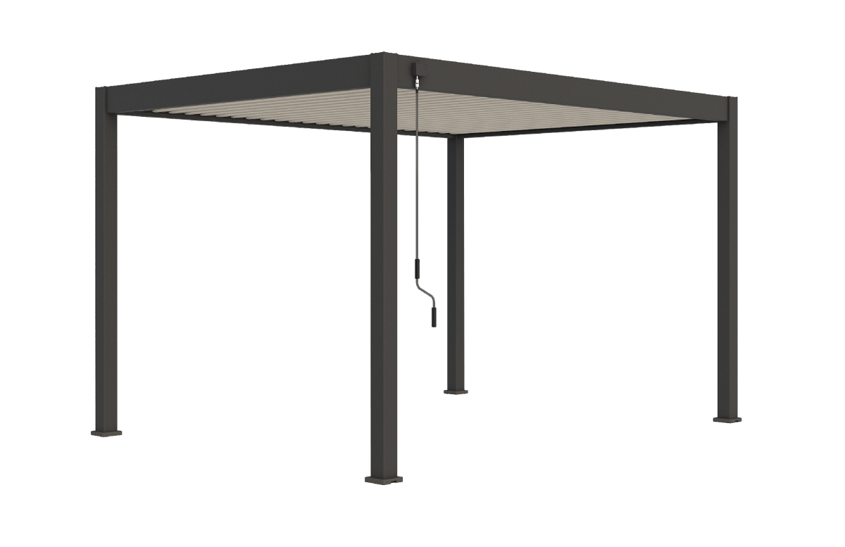 Pergola bioclimatique autoportée en aluminium à lames orientables 3x4 - Cadre anthracite / lames blanches - Ombréa