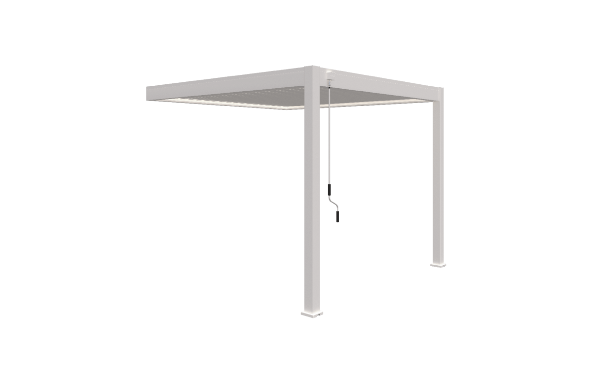 Pergola bioclimatique adossée en aluminium à lames inclinables 3x3 - Ombréa