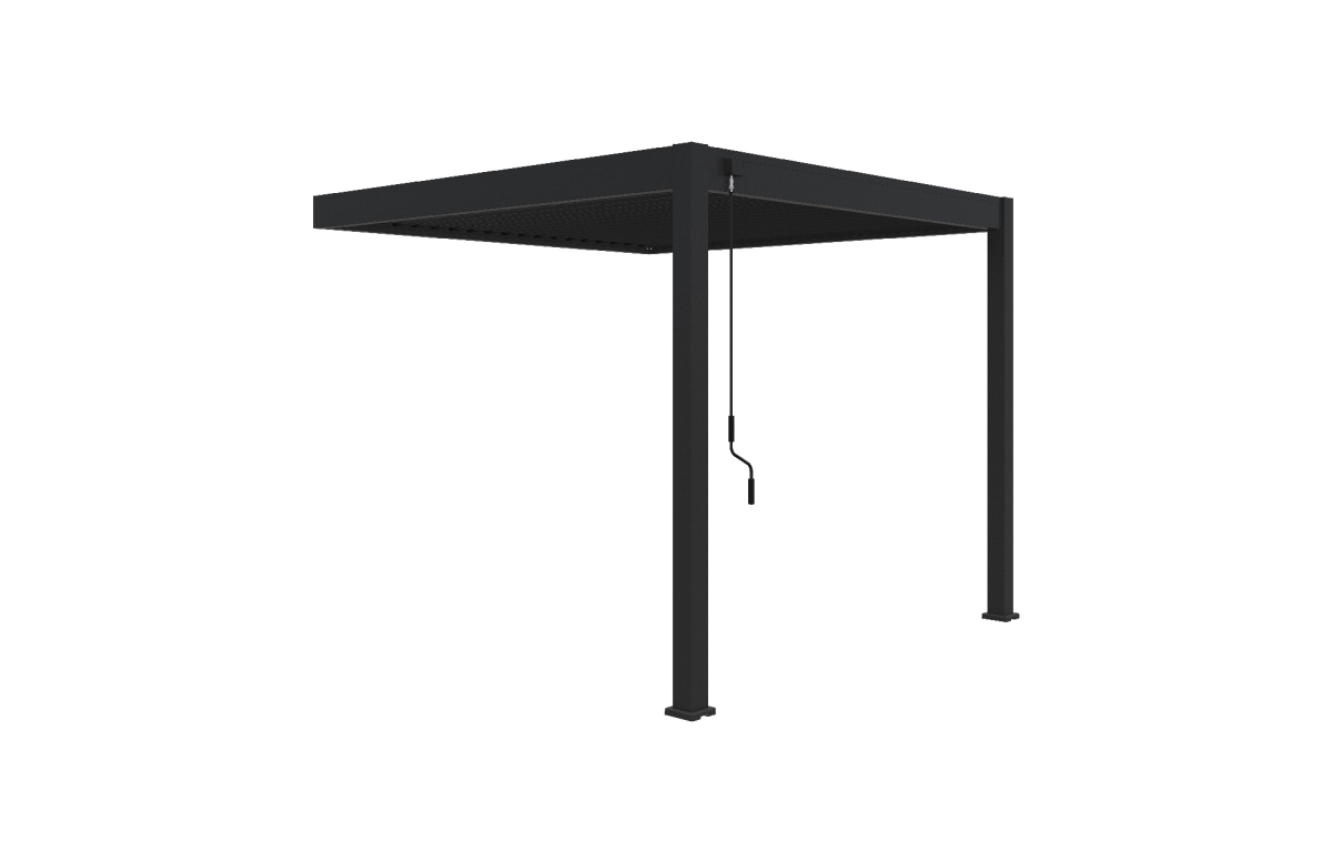 Pergola bioclimatique adossée en aluminium à lames inclinables 3x3 - Ombréa