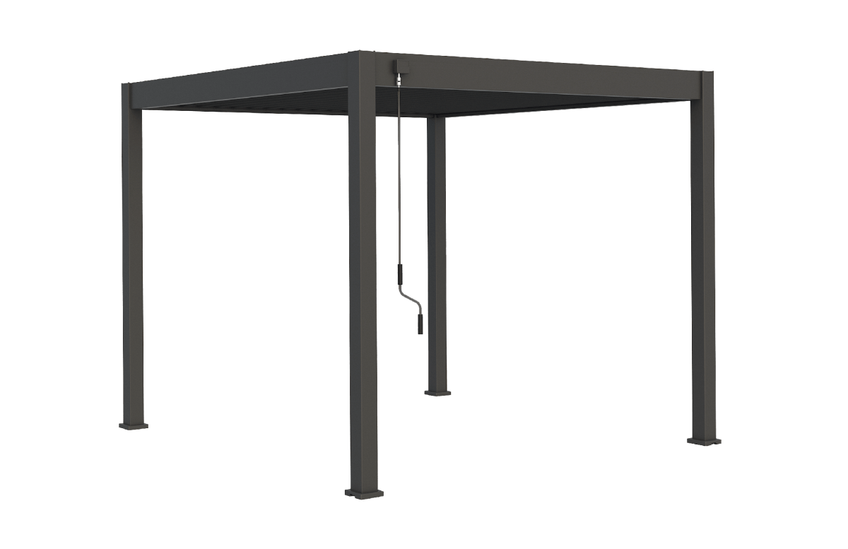 Pergola bioclimatique autoportée en aluminium à lames orientables 3x3 + store 3 M - Ombréa
