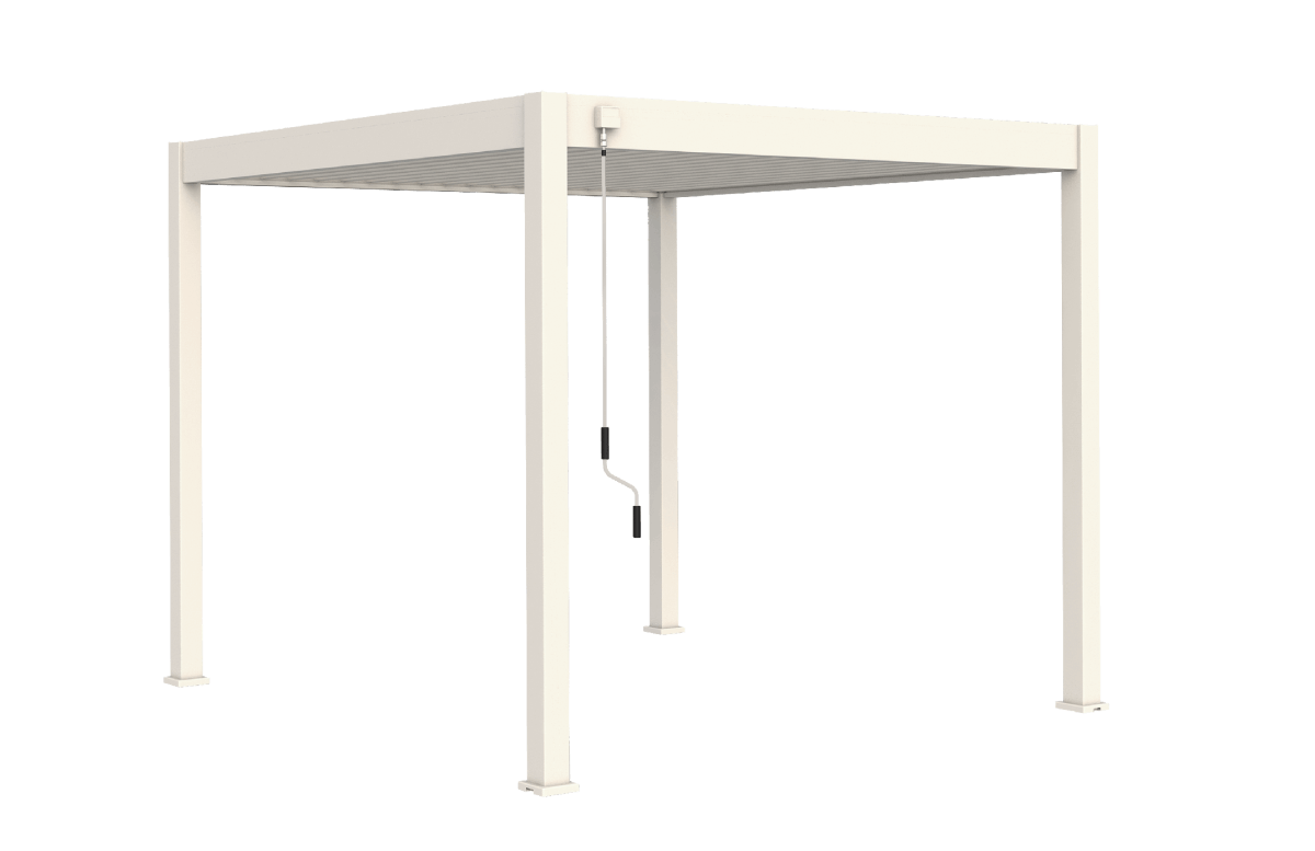 Pergola bioclimatique autoportée en aluminium à lames orientables 3x3 + store 3 M - Ombréa