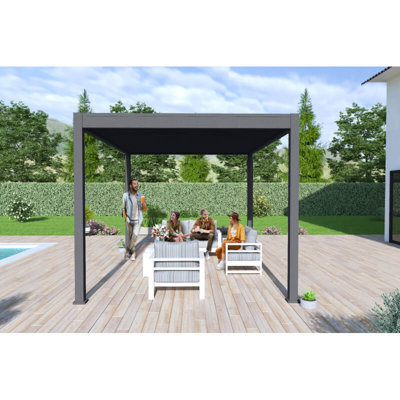 PERGOLA BIOCLIMATIQUE ALU AVEC STORES LATÉRAUX