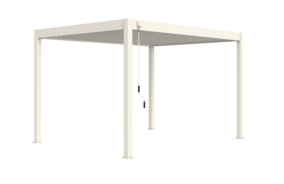 Pergola bioclimatique autoportée en aluminium à lames orientables 3x4 + store 4 M - Ombréa