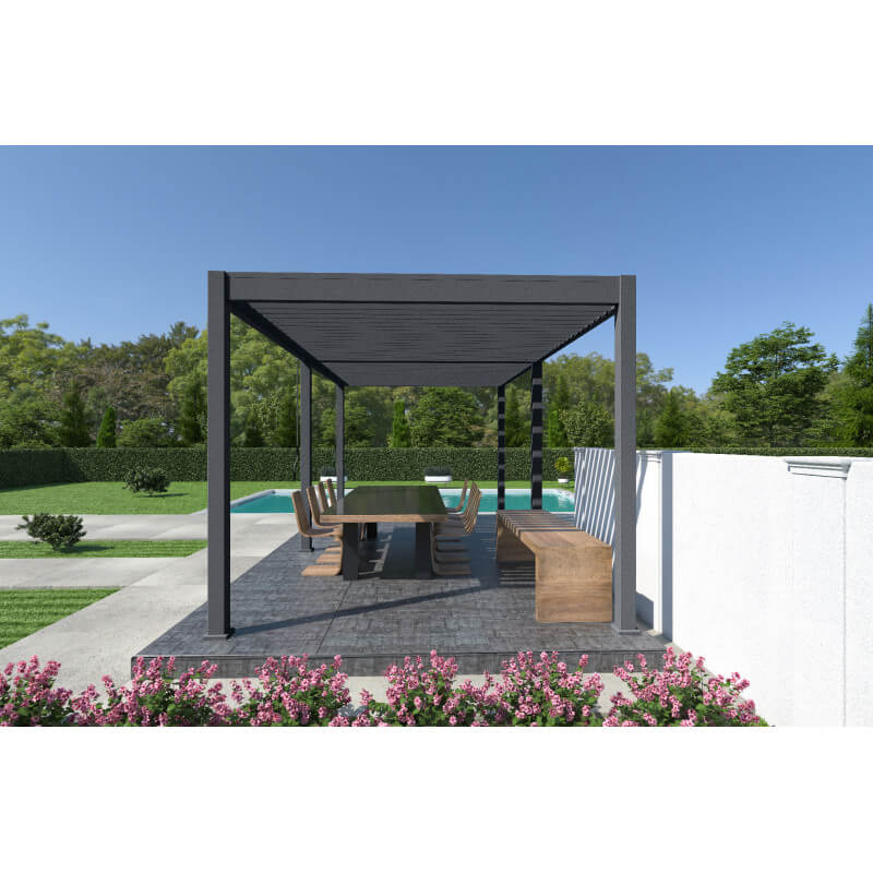 PERGOLA BIOCLIMATIQUE ALU AVEC STORES LATÉRAUX