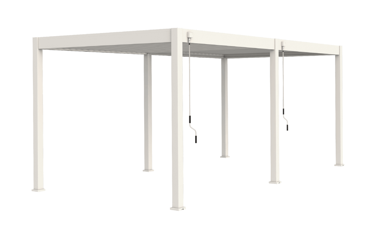 Pergola bioclimatique autoportée en aluminium à lames orientables 3x6 + 2 stores 3 M - Ombréa