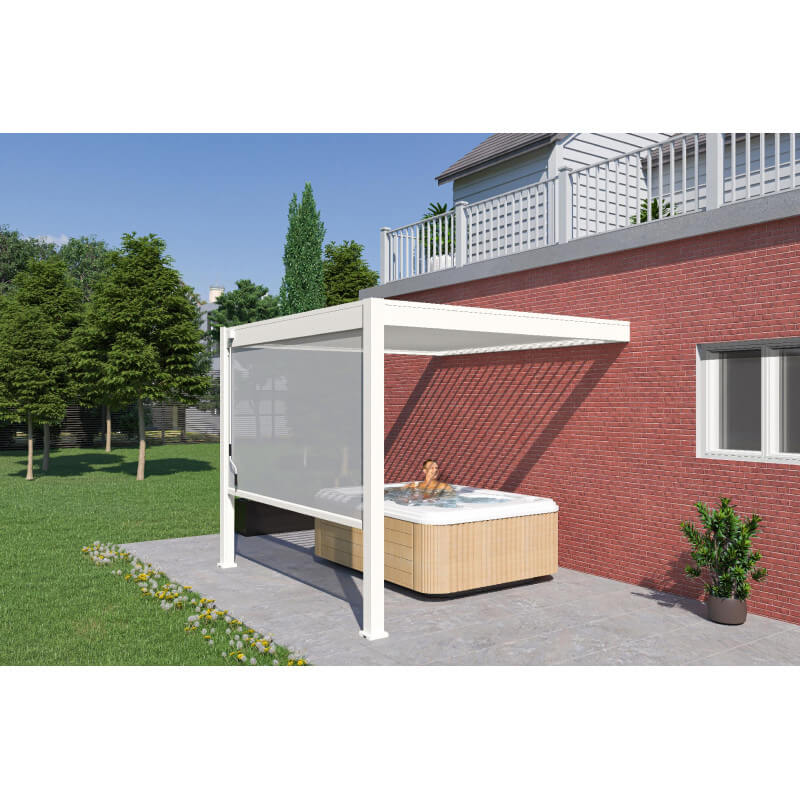 Pergola aluminium lames orientables. Modèle Kaline 3x3m adossée