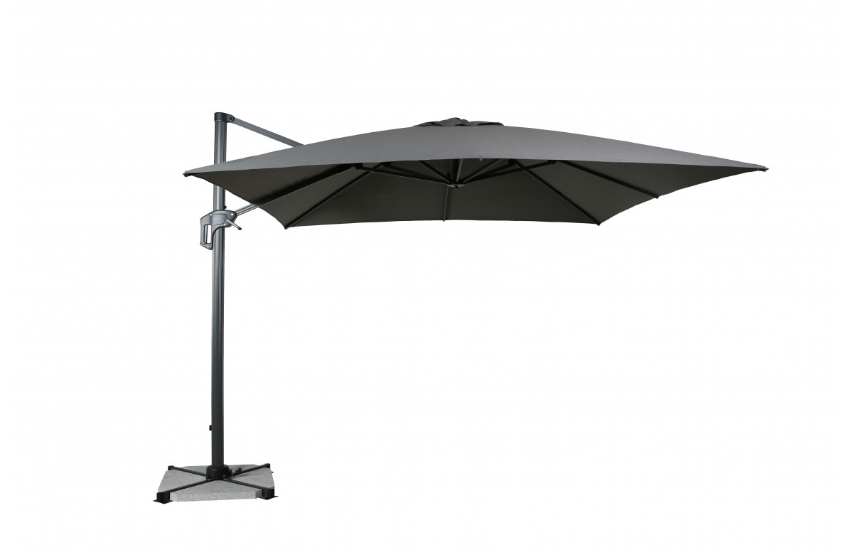 Parasol de jardin carré déporté et inclinable 3x3 gris clair DELORM