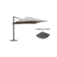 Lot parasol de jardin déporté 3 x 4 M Taupe Rana DELORM inclinable et UPF 50+ et dalles ciment