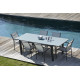Ensemble table extensible en verre Fidji et fauteuils de jardin Lavezzi en aluminium anthracite 6 personnes - Essenciel Green