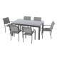Ensemble table extensible en verre Fidji et fauteuils de jardin Lavezzi en aluminium anthracite 6 personnes - Essenciel Green