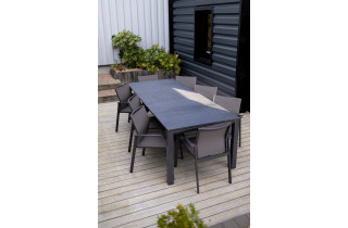Ensemble table extensible Cassis et fauteuils de jardin ALU-D013 en aluminium et textilène 6 personnes - Delorm