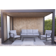 Salon de jardin bas 5 personnes en aluminium et Dralon - Bolonia - blanc - Hevea