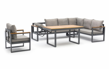 Salon de jardin YONAHA DCB Garden en aluminium et acacia 7 places