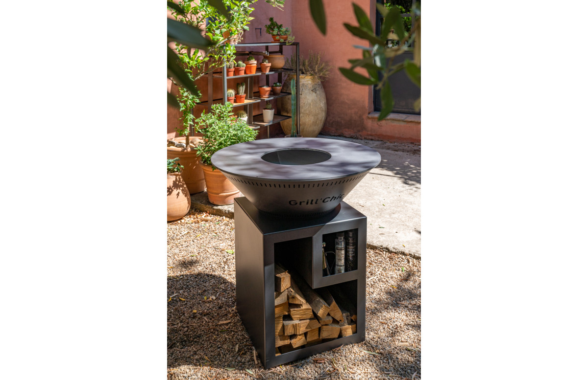 Brasero plancha GRILL'CHIC Classique 80x90 en aluminium avec double cuve