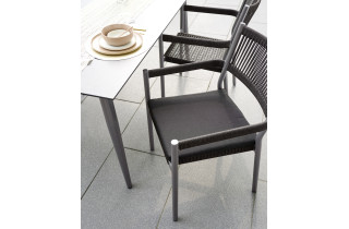 Fauteuil de jardin Sieger Rimini en aluminium et cordage avec coussin assorti