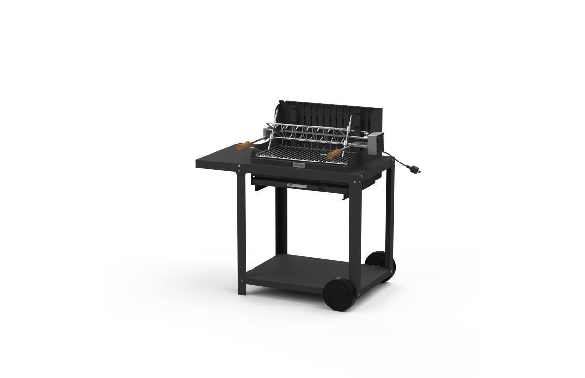 Barbecue à charbon Le Marquier Mendy 54 x 32 + chariot - Noir Barbecue à charbon Le Marquier Mendy 54 x 32 + chariot - Noir
