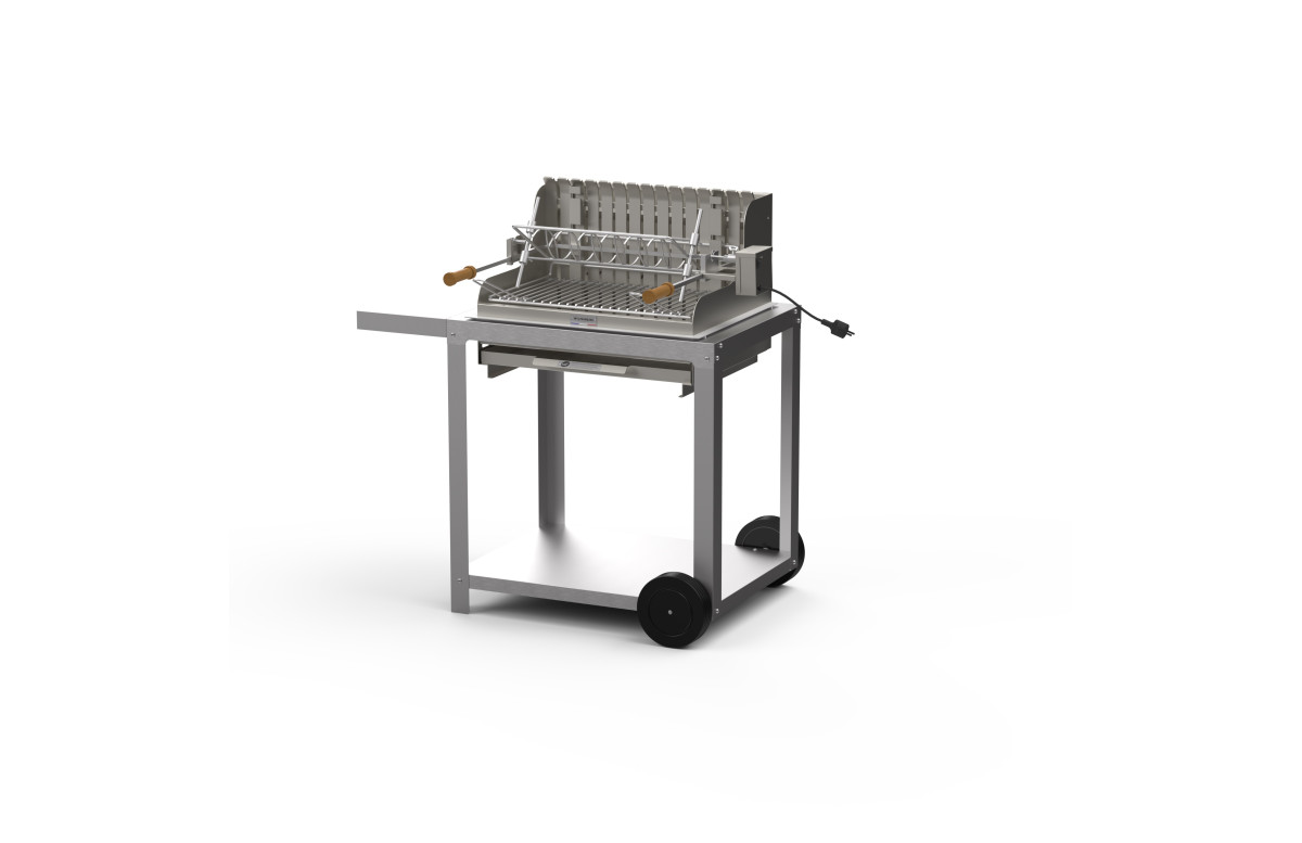Barbecue à charbon Le Marquier Mendy 54 x 32 + chariot - Inox Barbecue à charbon Le Marquier Mendy 54 x 32 + chariot - Inox
