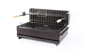 Barbecue à charbon Le Marquier Vulcain 61 x 33 avec tournebroche - Noir