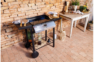 Plancha électrique sur chariot Somagic Capbreton fabriquée en France avec plaque de cuisson en fonte émaillée