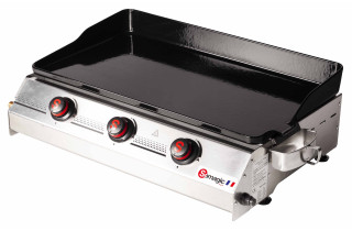 Plancha à gaz Somagic So Premium 3 feux fabriquée en France avec plaque de cuisson en fonte émaillée