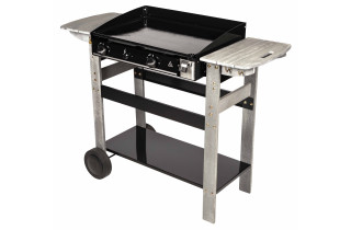Plancha à gaz sur chariot Somagic Ascain avec plaque de cuisson en fonte émaillée