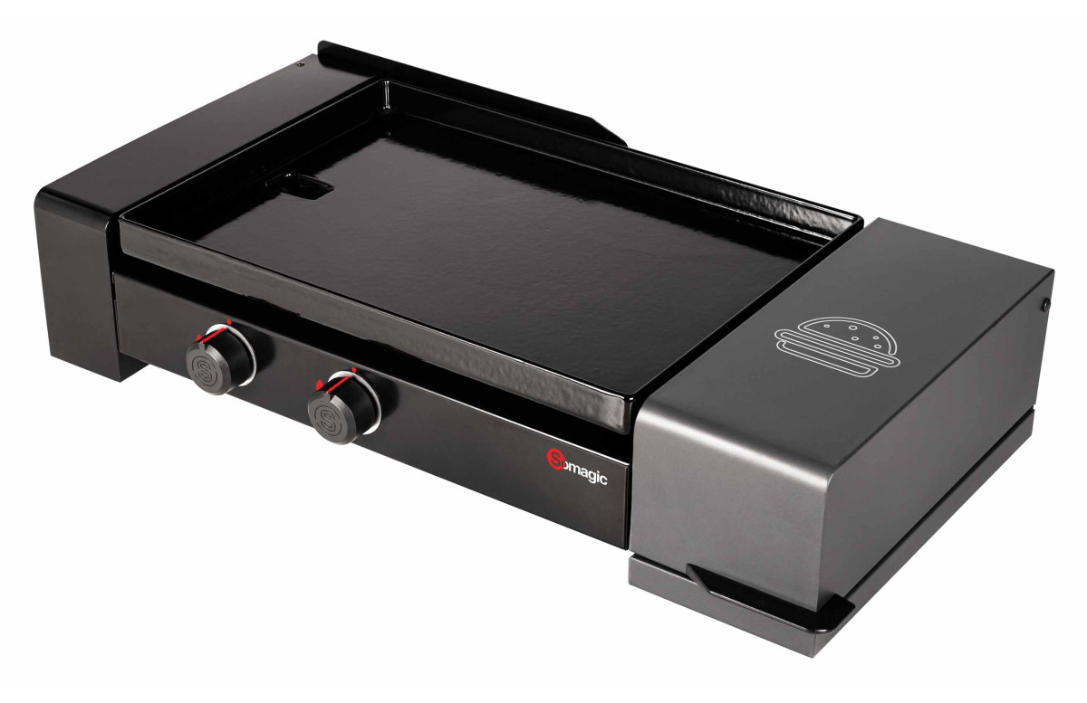 Plancha à gaz Somagic So Burger avec plaque de cuisson en fonte émaillée