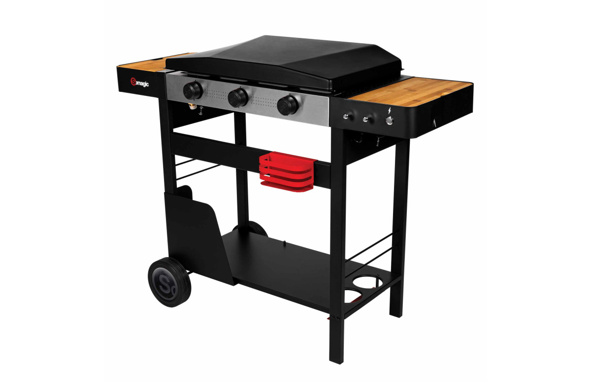 Plancha à gaz sur chariot Somagic Solia 350 avec plaque de cuisson en fonte émaillée Plancha à gaz sur chariot Somagic Solia 350 avec plaque de cuisson en fonte émaillée