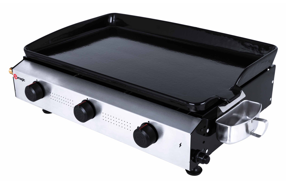 Plancha à gaz Somagic Anéto avec plaque de cuisson en fonte émaillée Plancha à gaz Somagic Anéto avec plaque de cuisson en fonte émaillée