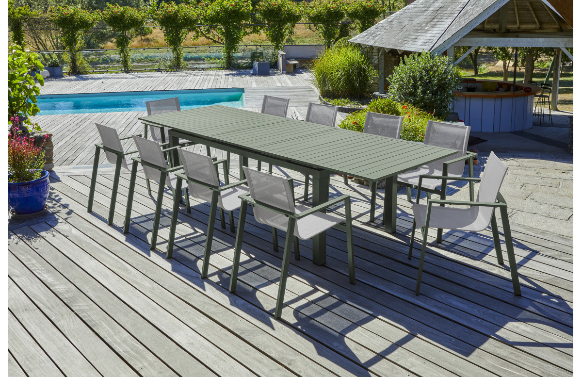 Ensemble table et chaises de jardin en aluminium DCB Garden 10 personnes noir Miami