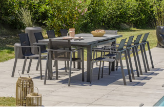 Ensemble table et chaises de jardin extensible en céramique alu pour 10 personnes DCB Garden VENISE