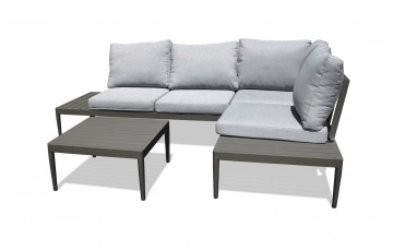 Salon d'angle de jardin ANKARA 4 places en aluminium - NOIR