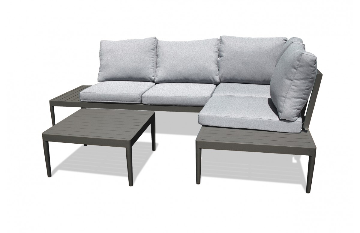 Salon d'angle de jardin ANKARA 4 places en aluminium - NOIR