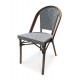 Fauteuil de jardin empilable BISTRO en aluminium effet bois et textilène - BLEU