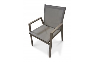 Fauteuil de jardin empilable FLORIDE en textilène et aluminium - QUARTZ