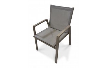 Fauteuil de jardin empilable FLORIDE en textilène et aluminium - QUARTZ