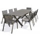 Lot composé d'une table de jardin FLORIDE-TB240-ALU-Q avec rallonge et de 8 fauteuils FLORIDE-FT-QUARTZ empilables