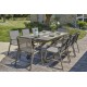 Lot composé d'une table de jardin FLORIDE-TB240-ALU-Q avec rallonge et de 8 fauteuils FLORIDE-FT-QUARTZ empilables