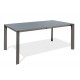 Table de jardin HONFLEUR (180/250x100 cm) aluminium avec plateau en verre et rallonge HPL imitation bois - GRIS ANTHRACITE