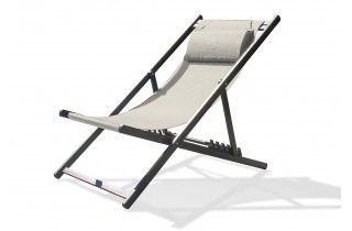 Chilienne de jardin pliante JULIA en textilène gris et aluminium - GRIS ANTHRACITE