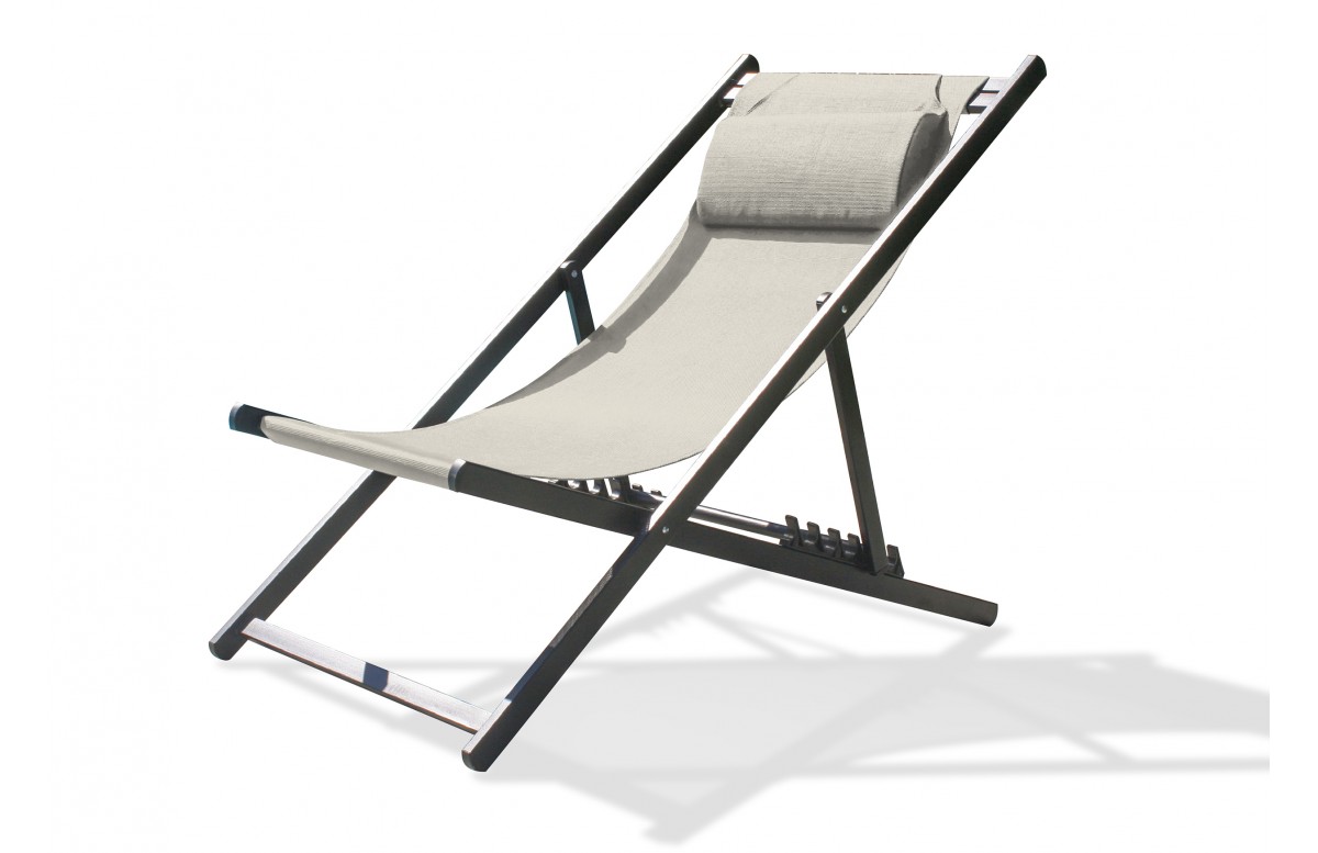 Chilienne de jardin pliante JULIA en textilène gris et aluminium - GRIS ANTHRACITE