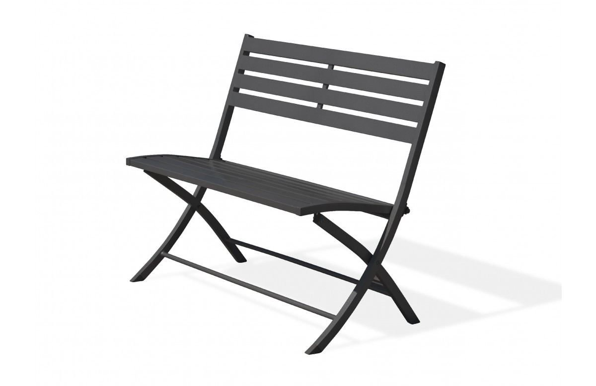 Banc de jardin pliant MARIUS en aluminium - GRIS ANTHRACITE
