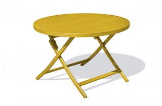Table de jardin pliante MARIUS (diam. 110 cm) en aluminium - MOUTARDE