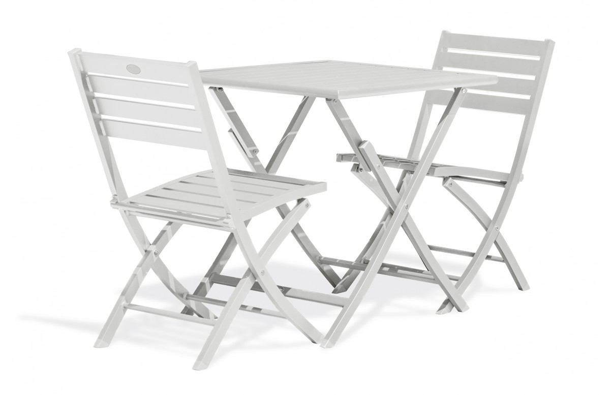 Lot composé d'une table de jardin MARIUS-TB70-GRIS pliante et de 2 chaises MARIUS-CP-GRIS pliantes
