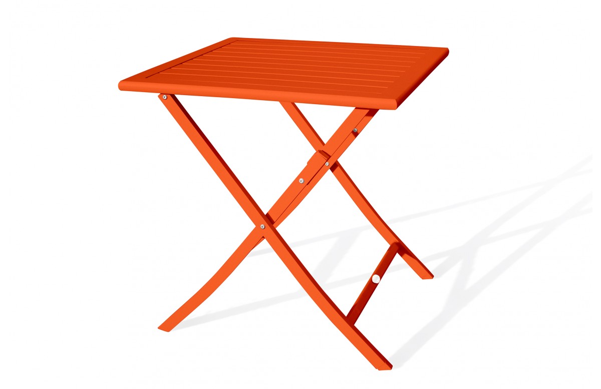 Guéridon de jardin pliant MARIUS (70x70 cm) en aluminium - ORANGE