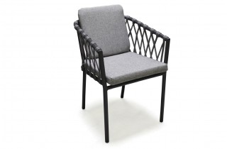 Fauteuil de jardin PILAT en aluminium et corde - GRIS ANTHRACITE
