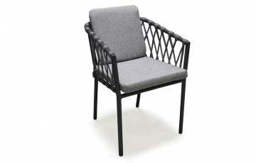 Fauteuil de jardin PILAT en aluminium et corde - GRIS ANTHRACITE