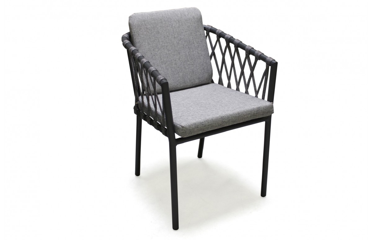 Fauteuil de jardin PILAT en aluminium et corde - GRIS ANTHRACITE