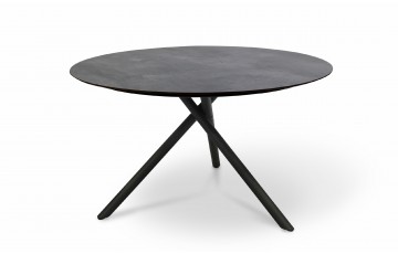 Table de jardin ronde PILAT (diam. 129 cm) en aluminium et plateau HPL - GRIS ANTHRACITE